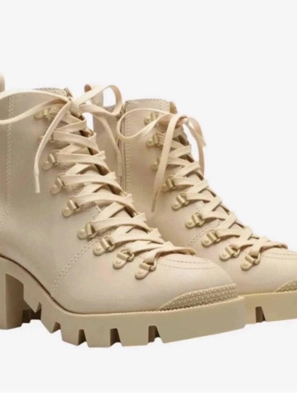 Never worn SCHUTZ Xayane Cream Lace-Up boots